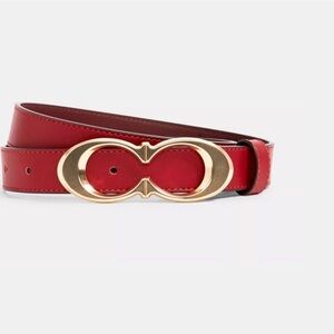 NWT Coach Chic Leather Red Belt with Gold BuckleXL